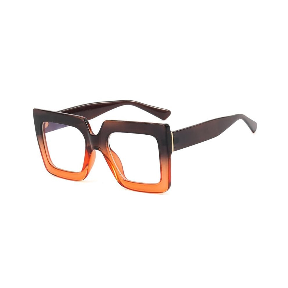 Blue/Light Robust, Clear Vision, Computer Reading Glasses, Square, Oversized Reading Glasses, Blocking, Flat Reflection (Color: Tea, Size: 200)