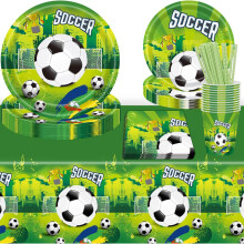 Bereit für die Feier? Fußball-Geburtstagsgeschirr-Set, Einweggeschirr mit hitze- und farbbeständigen Eigenschaften, leuchtendes Fußballmuster