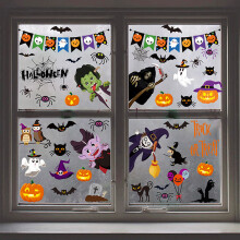 Opakovane použiteľné halloweenske dekorácie, určené na vnútorné použitie na hladkých povrchoch vrátane sklenených dverí, okien,