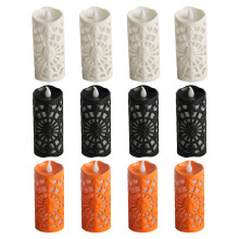 Decoração Horripilante para Festas, Vela de LED sem Chama: Vela Pilar de Resina Colorida com Design Vazado, Perfeita para Festas Temáticas de