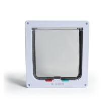 AISHANBAIHUODIAN Pet Door with 4Way Lock, Cat Flap for Dogs, ABS Plastic, XL White