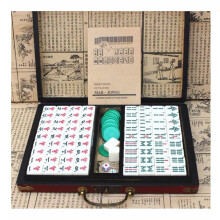 Mini Chinese Mahjong, English Mah Jong, Travel Board Game, Portable Size and Lightweight Tile Games with English Manual, 144 Tiles (Size: 24*18*13mm)