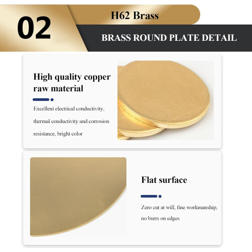 Solid Brass Disc 4 Pcs 0.5 Mm Thick Diameter 1030 Mm For Crafts And DIY Models Diameter 15 Mm 1