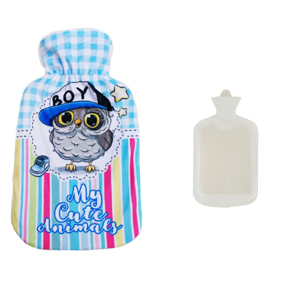 Hot Water Bottle Bag Hand Warmer Cartoon Pattern Cover for Neck Stomach Pain Relief Warm (A)