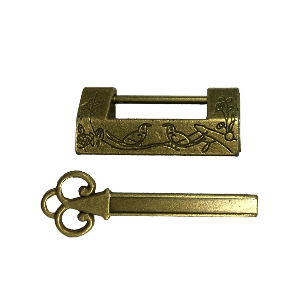Padlock Retro Chinese Oldstyle Carved Bird Zinc Alloy Keyed Lock 9119770312587