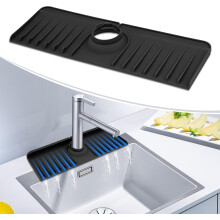 Tapis d'évier pour cuisine, récupérateur de gouttes en silicone pour robinet à flux latéral, pour une gestion efficace de l'eau