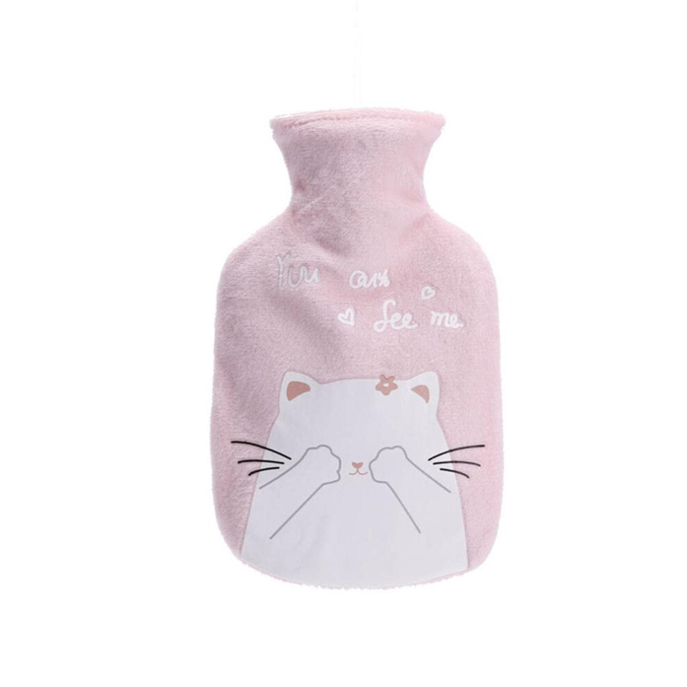 Hot Water Bottle Bag Hand Warmer Cat Pattern Winter Warm Abdominal Pain Relief (D)