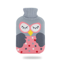 Hot water bottle bag hand warmer with Christmas animals, knitted cover for Christmas, Year, gift, 500 ml (B)