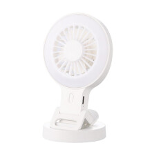USB Powered Small Fan With Adjustable Clip And Integrated LED Light, Clip On Fan For Office Or Outdoor Camping, White