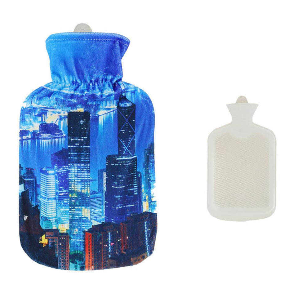 Hot Water Bottle Bag Hand Warmer Cartoon Pattern Cover for Neck Stomach Pain Relief Warm (F)