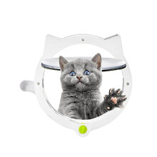 Cat Door, Pet Door, Cat Interior Door, Quiet Pet Folding Doors, 4 Way Twist Lock, Magnetic Pet Door, for Doors, Cabinets and Walls, White 30*28*9cm