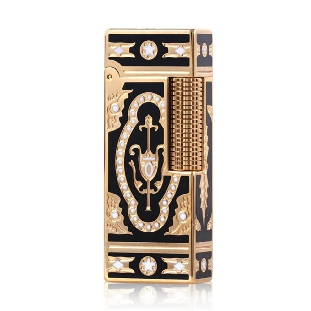 Red Retro Long Soft Flame Lighter With Sidesliding Ignition Trench Lighter, Wheeled Kerosene Refill, Gift Box, No Fuel