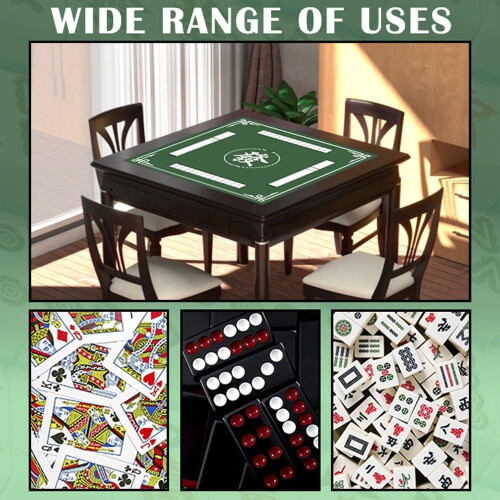 Mahjong Table , NonSlip Noise Reducing Tablecloth, 2.56ft Green 2