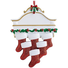 Decoraciones navideñas familiares, regalos navideños personalizados, adorno de calcetín navideño de resina roja personalizado para su tradición