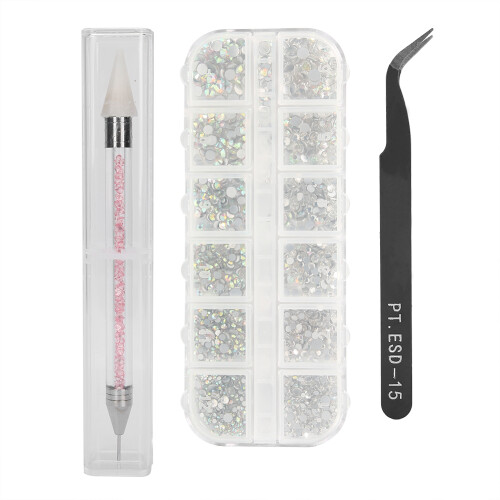 Nail Art Strass gebogene Pinzette Silikon