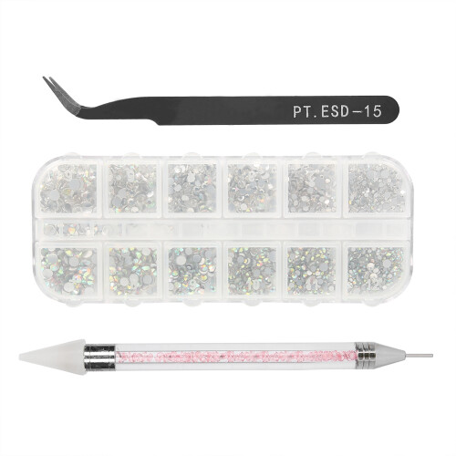 Nail Art Strass gebogene Pinzette Silikon 1