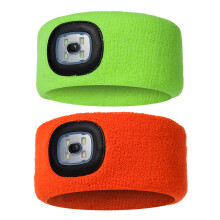 Oplaadbare LED-hoofdband met Type-C-aansluiting, gebreide stof, elastisch ontwerp, verlichte hoofdband voor buitenavonturen, weerbestendige verlichte