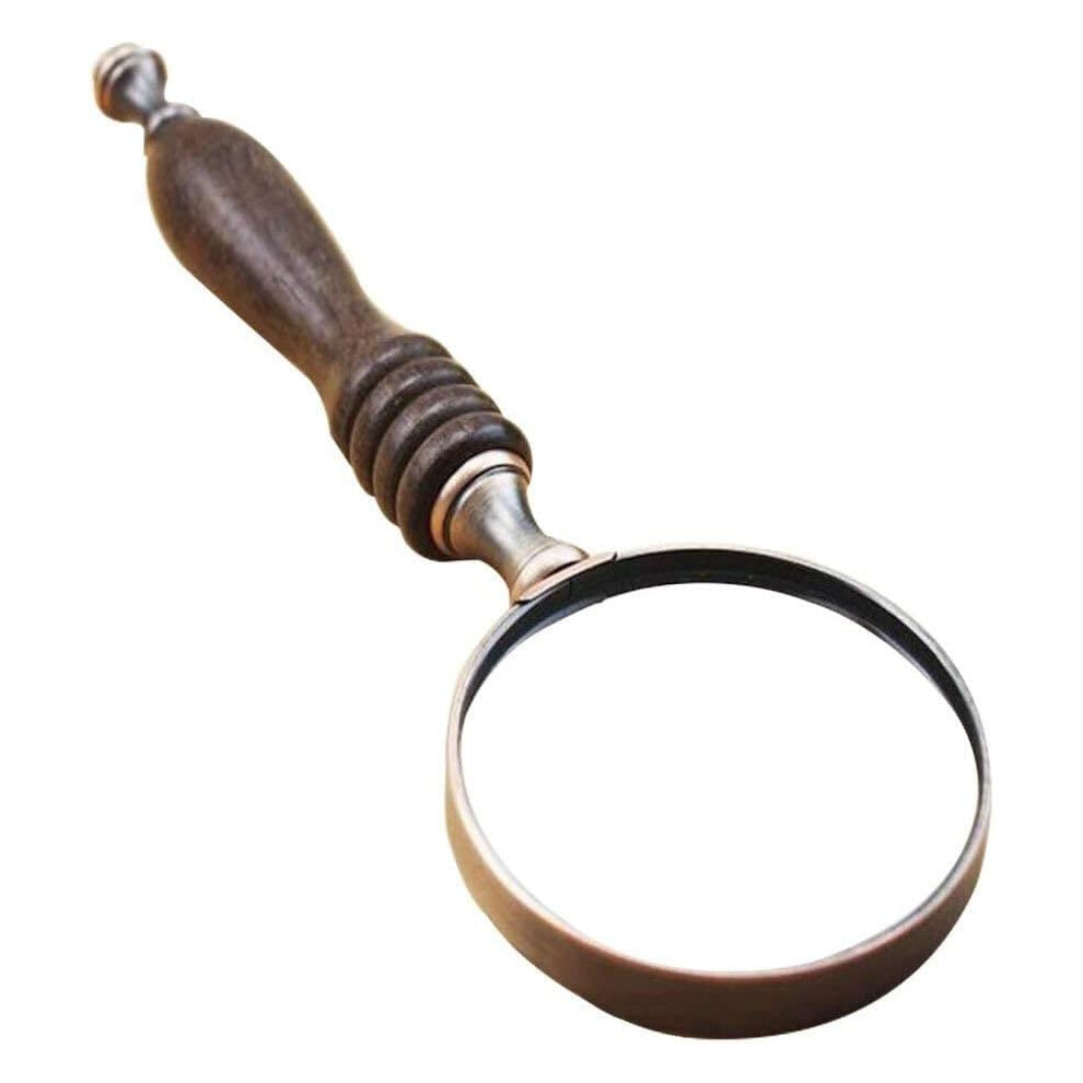 Lupe, ebony handle, 20x magnification, optical glass lens, antique bronze identification with LED light. Double comfort.