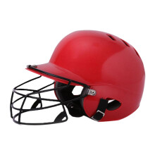 Batting Helmet Guard Ventilation Holes Double Ear Softball Helmet with Facemask for Game Competition Outdoors Tournament Red