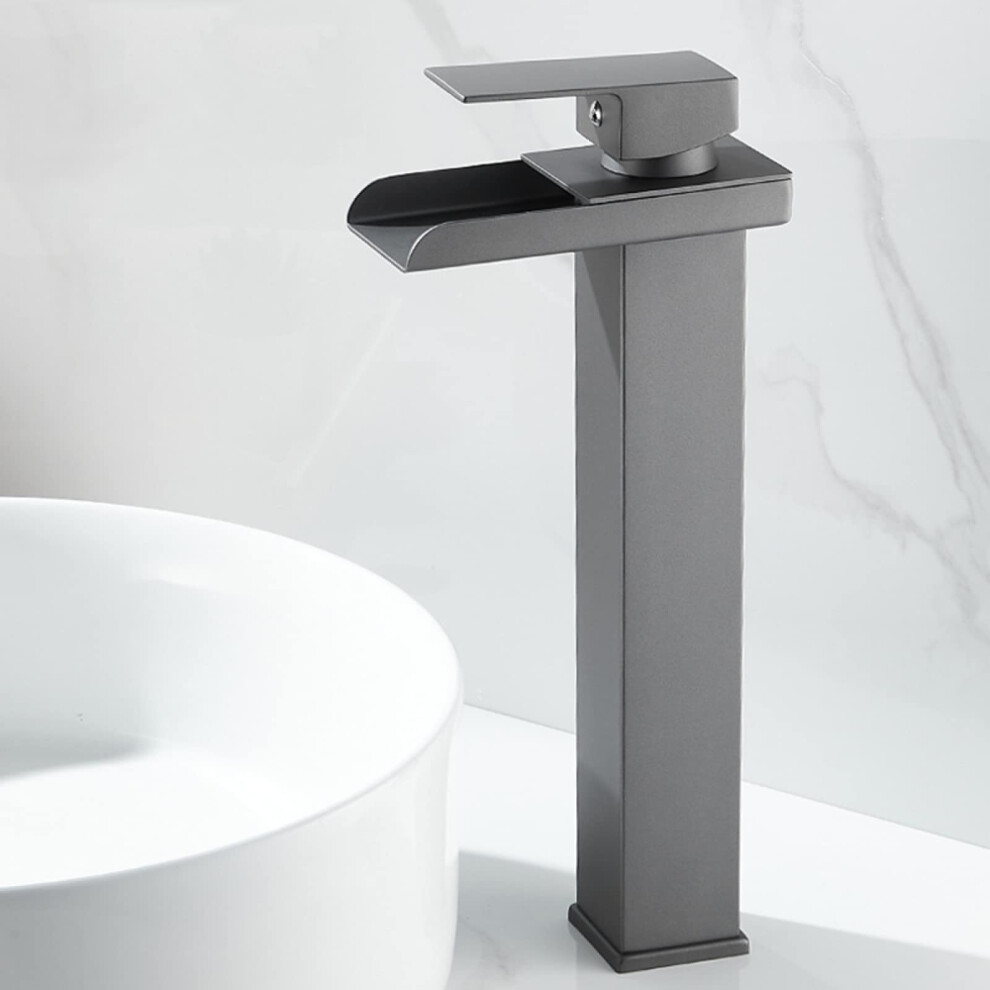 Bathroom Mixer Tap Stainless Steel Gun Grey Lavatory Faucet Waterfall Spout Single Handle Single Hole Basin Mixer Tap 9339159787298