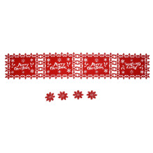 Regla recta de aluminio para manualidades, juego de camino de mesa con pompones navideños, incluye camino de mesa, mantel individual y posavasos