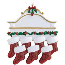Ornamente de Crăciun personalizate, ornament de șosetă din rășină roșie personalizat, decorațiuni unice de Crăciun pentru familie pentru