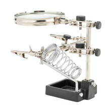 Lupe magnifying glass table magnifier with soldering and welding stand cast iron base adjustable alligator clip holder