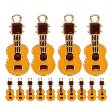 40Stk Metall Gitarren Charms Orange Emaille Für DIY Armband Halskette