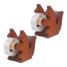 2Stk Kompakter Klebebandhalter Holz Tischspender
