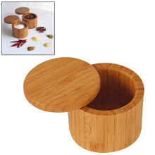 Porta-sal e pimenteiro de bambu com tampa giratória, recipientes de bambu natural para especiarias, para uma experiência personalizada na cozinha.