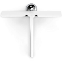 Ergonominen suihkulasta, hygieeninen silikoniterä raitoja jättämättömään puhdistukseen, magneettinen koukku helpottaa säilytystä,