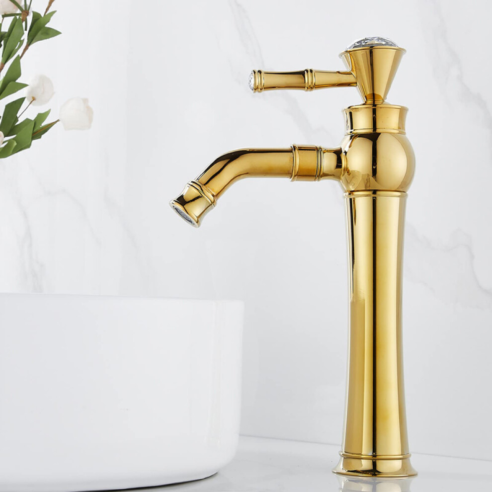 Bathroom Basin Mixer Tap Retro Gold Brass Sink Faucet 360 Degree Swivel Spout Hot And Cold Water 9323874554747