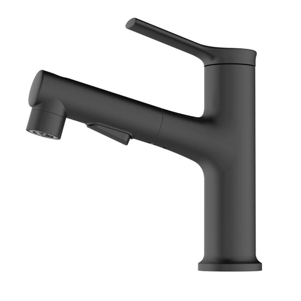 Bathroom Sink Tap Pullout Sprayer Hot Cold Brass Singlehandle Retractable Pulldown Mixer Basin Faucets Silver 9339159787588