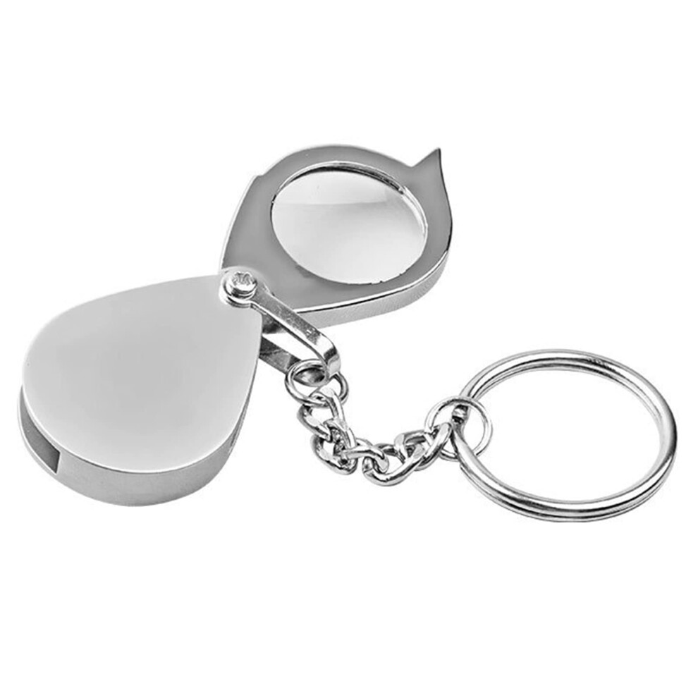 10x Pocket Magnifier Gift Metal Folding Magnifier with Keychain for Reading, Jewelry, Cards, Labels â Charitable