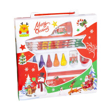8pcs Student Stationery Set With Christmas Stocking Fillers, Christmas Pencil Case, Wooden Pencil, Colored Pencil, Eraser, Sharpener, Ruler