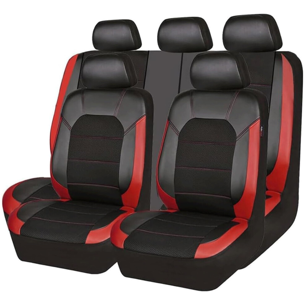 Car Seat Covers 20082013 Full Set 5Seater Pu Breathable Front Rear Protectors Custom Red 9339159788417