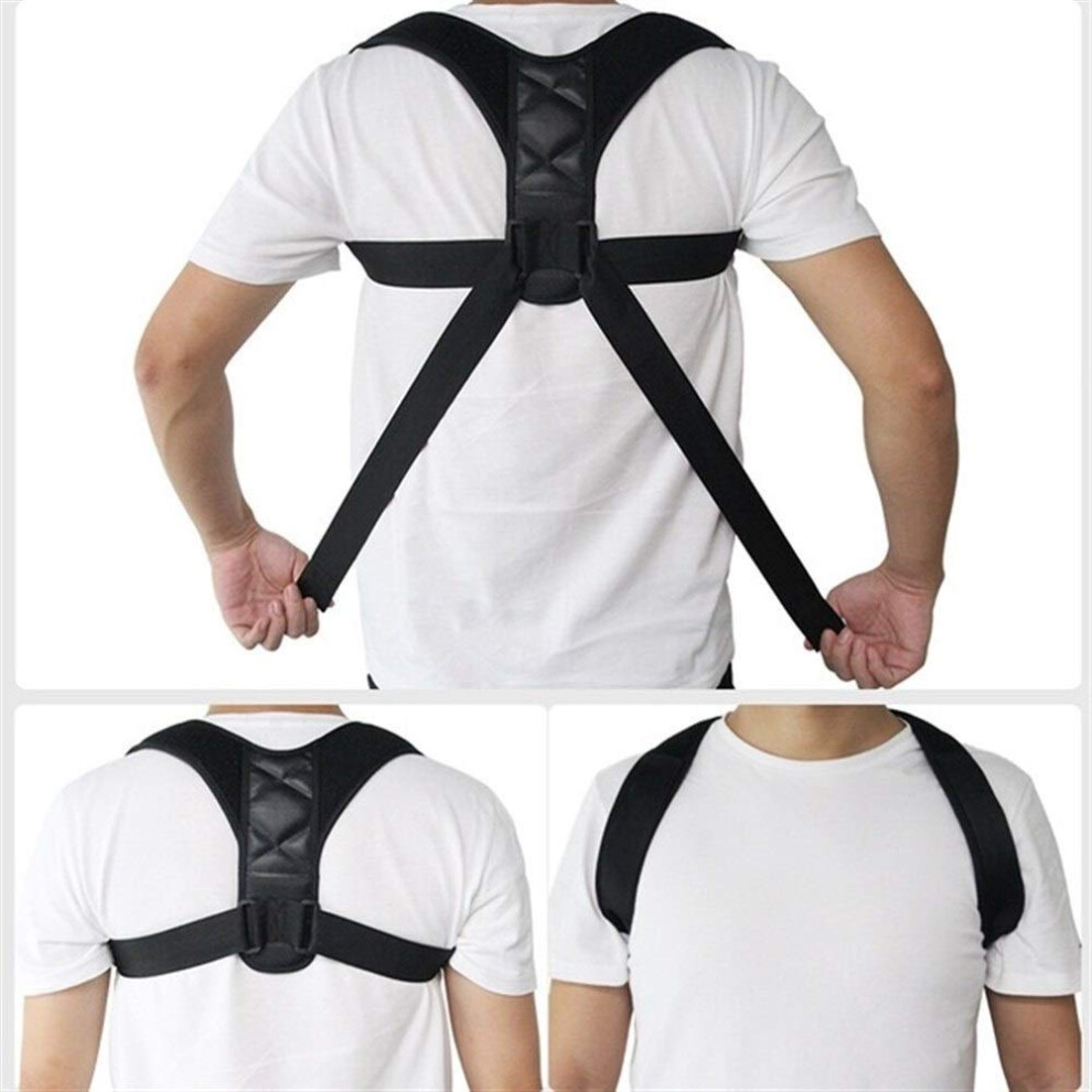 Black Adjustable Back Posture Corrector Clavicle Spine Shoulder Lumbar Posture Correction Posture Support Belt Xlarge