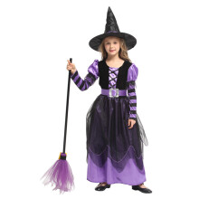 Ensemble de jeu de rôle de sorcière de luxe, costume de sorcière pour filles avec chapeau et ceinture, costume de sorcière d'Halloween en