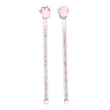 Glass Stirring Sticks 2Pack, Lovely Glass Cocktail Mixers, Long Handle Bar Tool For Milk Tea, Lemonade, Iced Tea