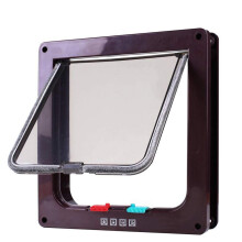 Pet Flap S Size Cat Flap Door With 4 Way Lock Safety Flap Door For Dog Cat Kitten Small Pet Gate Door Kit Cat Door 2pcs Brown