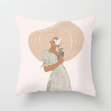 Filled Cushions with Covers Light Pink Girl 40x40cm Cotton And Linen, Zipper Pillowcase, Sofa Bed Cushions Included