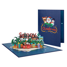 Lujosa tarjeta navideña desplegable en 3D, tarjeta de felicitación clásica y elegante para Navidad, que incorpora temas navideños atemporales y