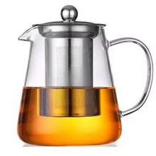 Heat Glass Teapot With Stainless Steel Infuser, 750ML, Puer Oolong Tea Pot, Flower Design Teaware Set