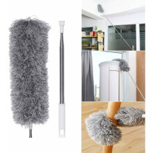 Spolverino in microfibra con asta estensibile, lavabile, telescopico per rimuovere le ragnatele da soffitti, ventilatori e mobili (microfibra di alta