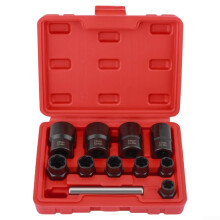 11PCS Socket Lug Nut Remover Extractor Set For Impact Driver With 3/8 And 1/2 Drive Adapters Damaged Nut Bolt Removal