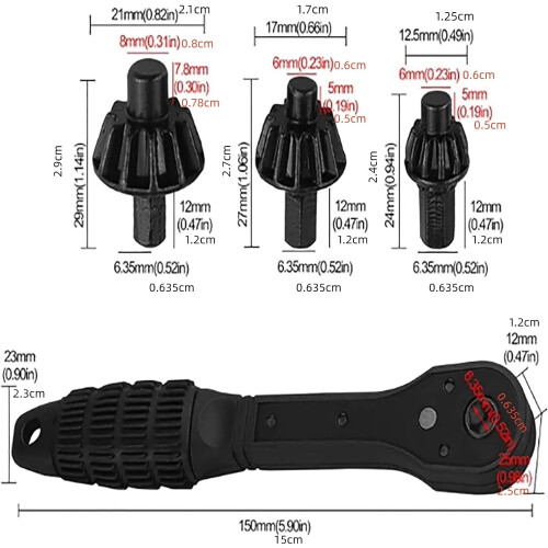 2 In 1 Drill Chuck Ratchet Spanner Universal Chuck Key Replacement Tool For Drill Compatible With Most Chucks 1