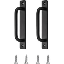 Grinddörrshandtag, skjutdörrshandtag med mattsvart finish, ladugårdsdörrshandtag i aluminiumlegering för smidig drift, kvalitetsmaterial som