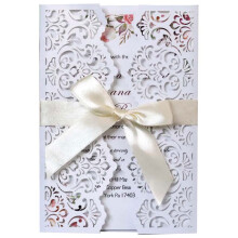 Lasercut wedding invitation card set with blank paper and envelopes, 50pcs