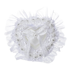 Ringkissen für romantische Trauungen, verziert mit Spitze und Strasssteinen für einen Hauch von Luxus, eleganter herzförmiger Ring mit floralem