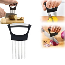 Stainless Steel Onion Slicer Multifunctional Slice Holder For Onion Tomato Fruit Meat Black Standard Size